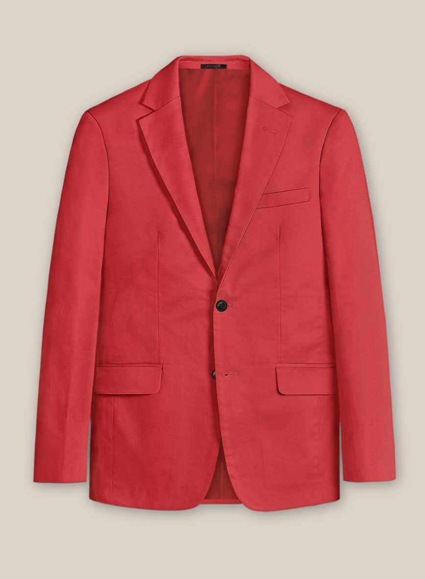 Scabal Red Cotton Stretch Suit - StudioSuits