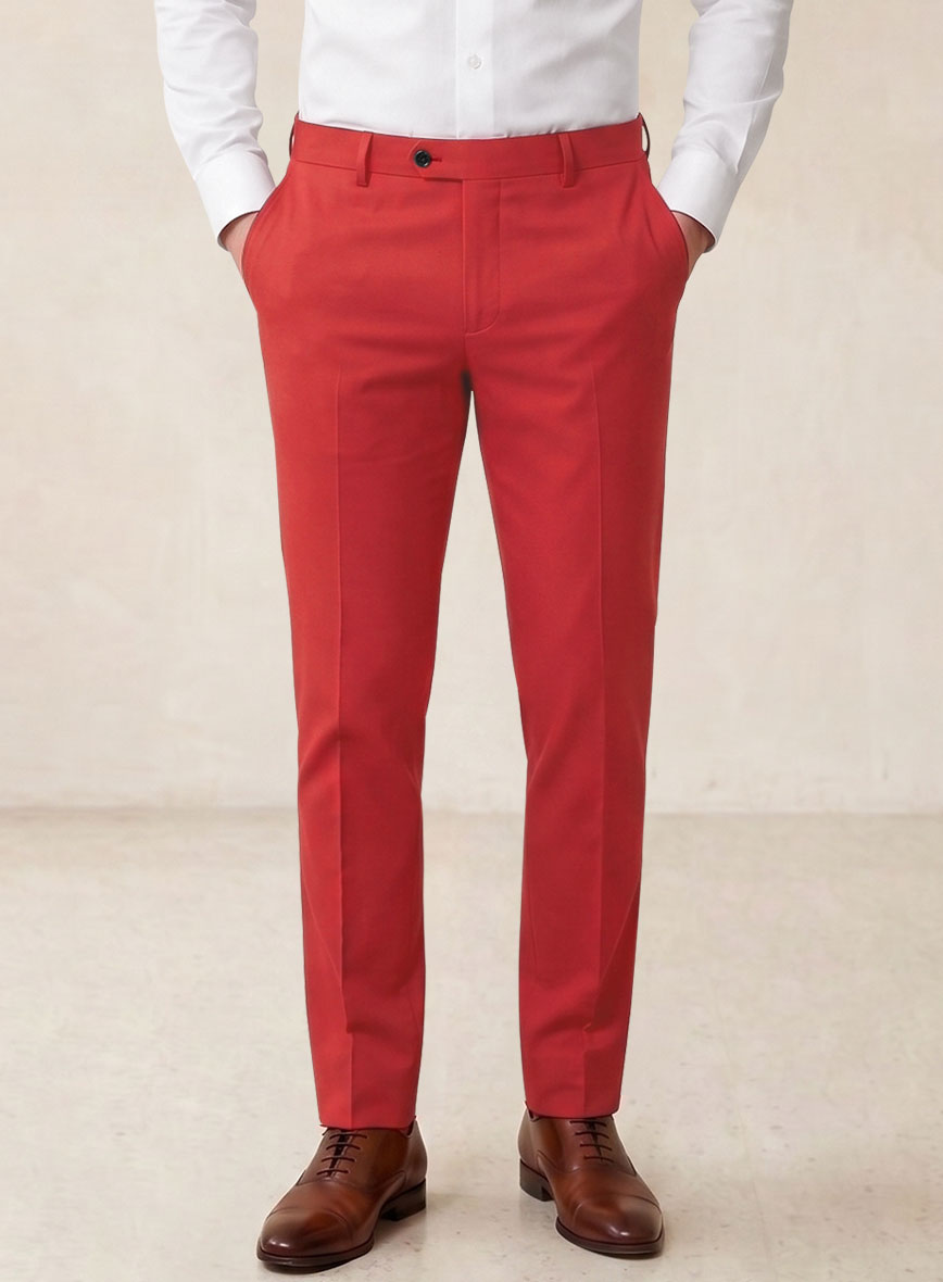 Scabal Red Cotton Stretch Suit - StudioSuits
