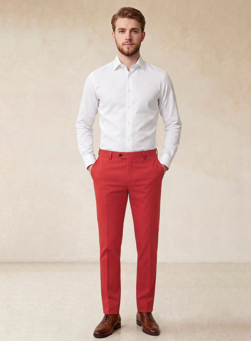 Scabal Red Cotton Stretch Suit - StudioSuits