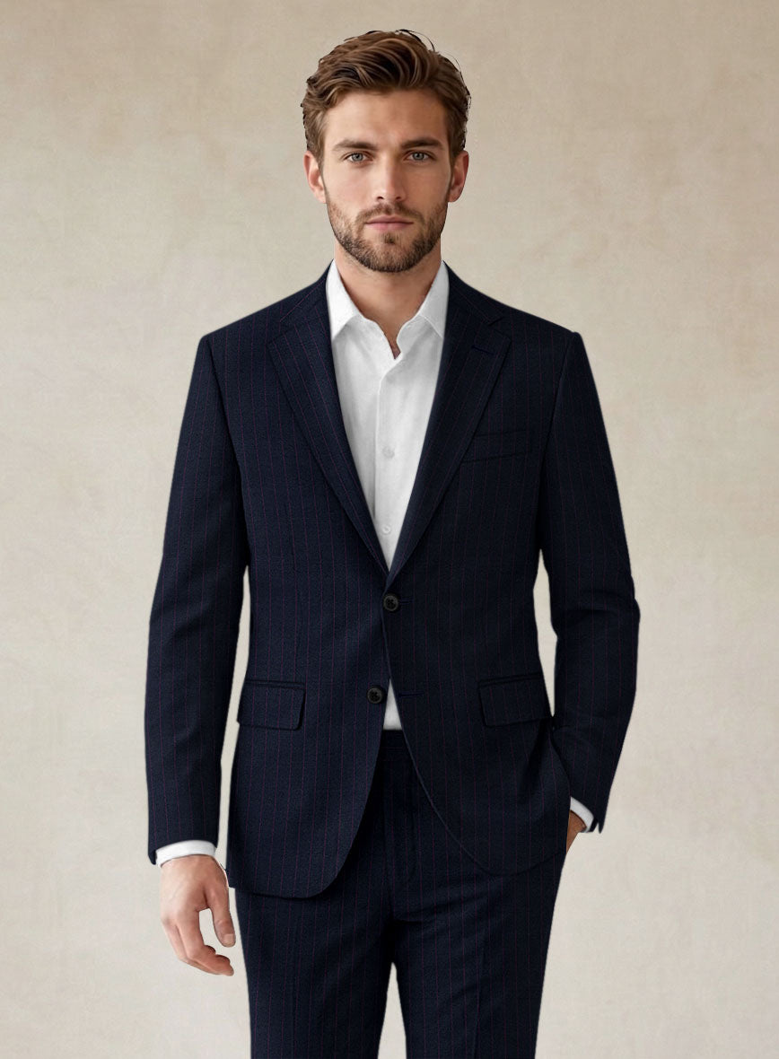 Scabal Rejo Stripe Blue Wool Jacket - StudioSuits