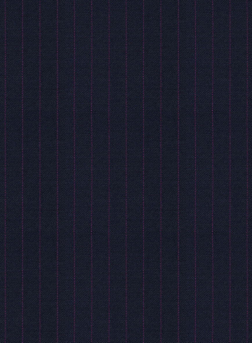 Scabal Rejo Stripe Blue Wool Pants - StudioSuits