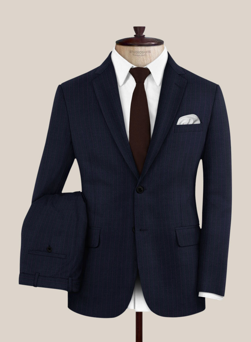 Scabal Rejo Stripe Blue Wool Suit - StudioSuits