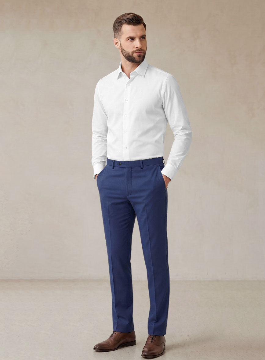 Scabal Royal Blue Cashmere Cotton Pants - StudioSuits