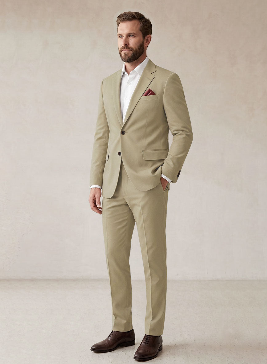 Scabal Sand Beige Cotton Stretch Suit - StudioSuits