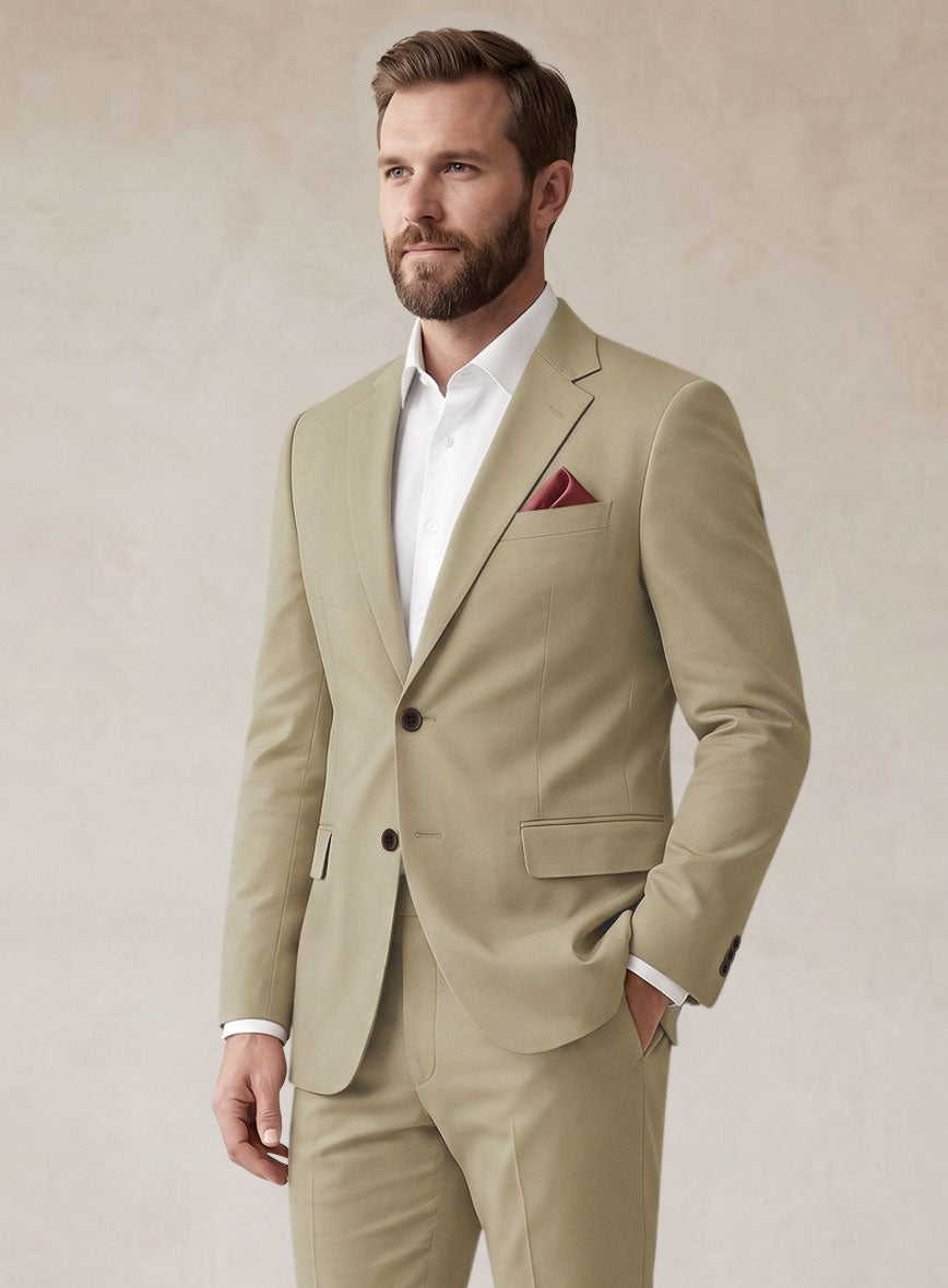 Scabal Sand Beige Cotton Stretch Suit - StudioSuits