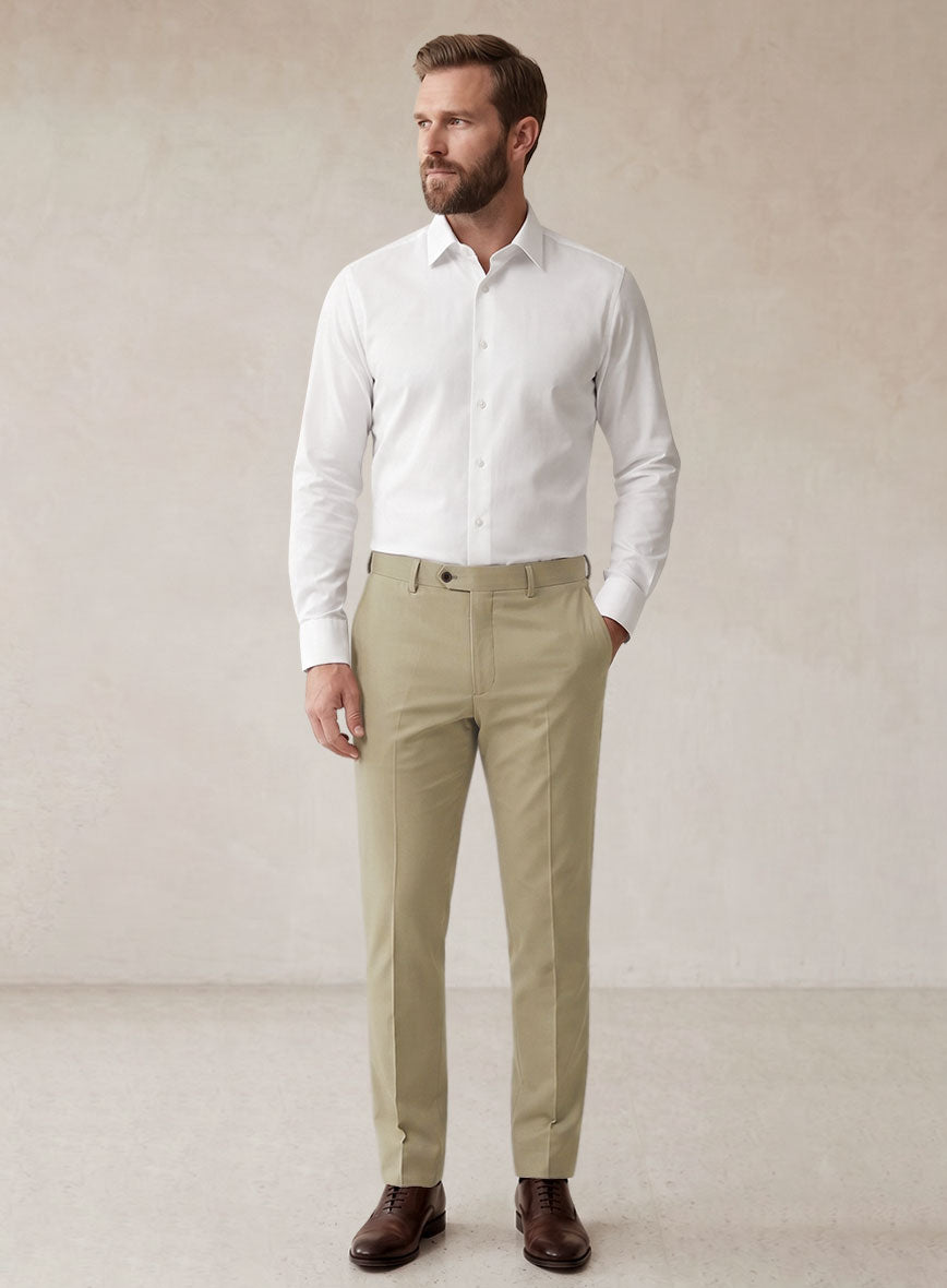 Scabal Sand Beige Cotton Stretch Suit - StudioSuits
