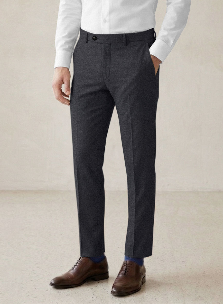 Scabal Sapphire Gray Wool Pants - StudioSuits