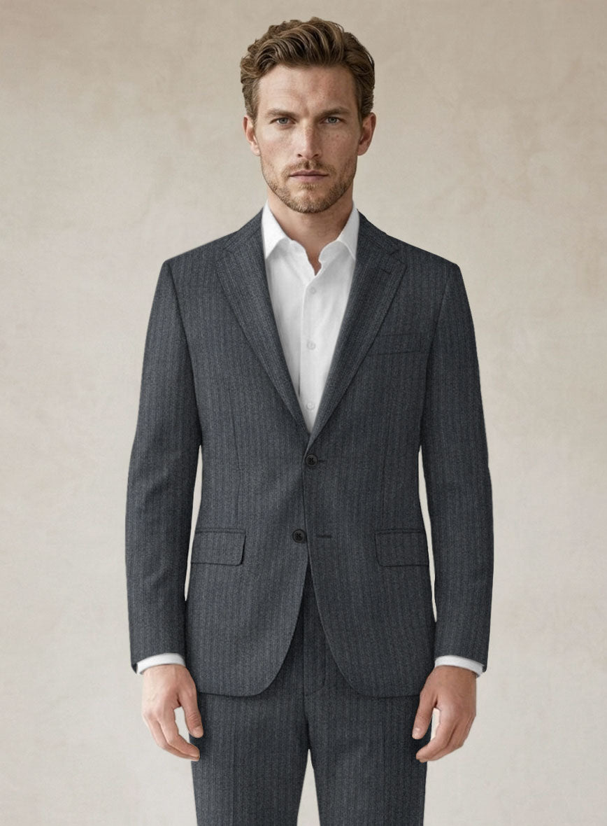Scabal Sapphire Pinstripe Gray Wool Jacket - StudioSuits