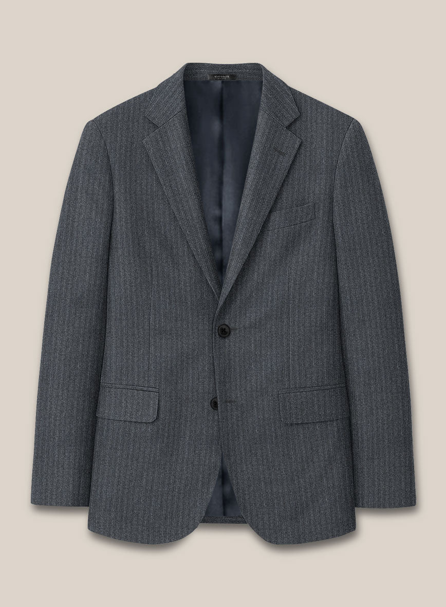 Scabal Sapphire Pinstripe Gray Wool Suit - StudioSuits