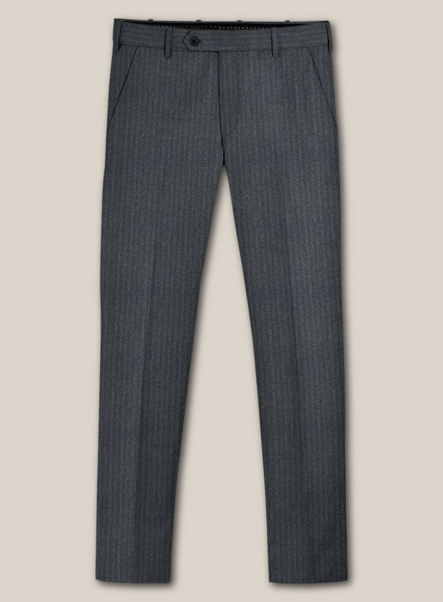 Scabal Sapphire Pinstripe Gray Wool Suit - StudioSuits