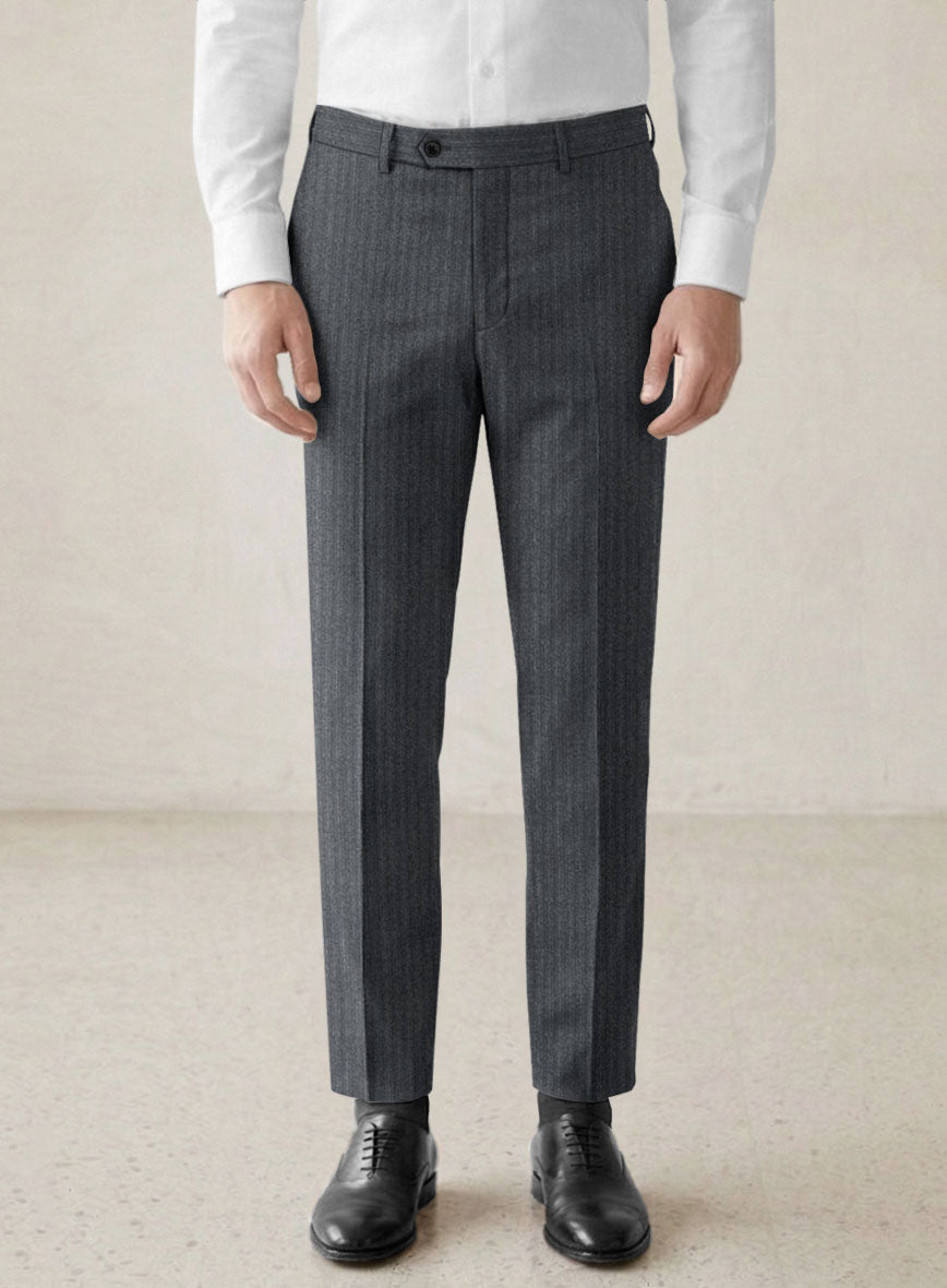Scabal Sapphire Pinstripe Gray Wool Suit - StudioSuits
