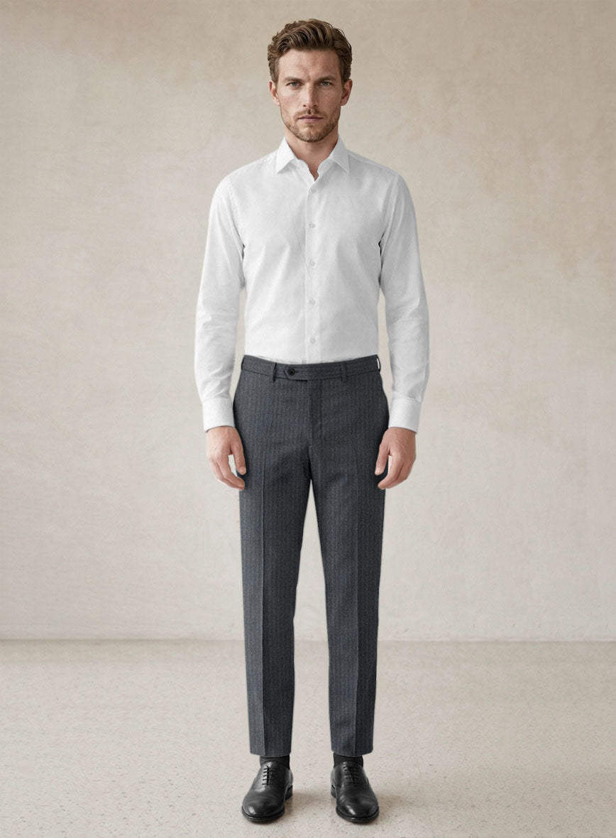 Scabal Sapphire Pinstripe Gray Wool Suit - StudioSuits