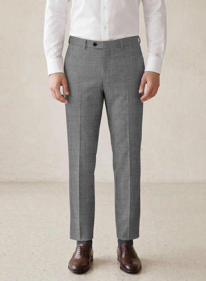 Scabal Segudo Twill Gray Wool Pants - StudioSuits