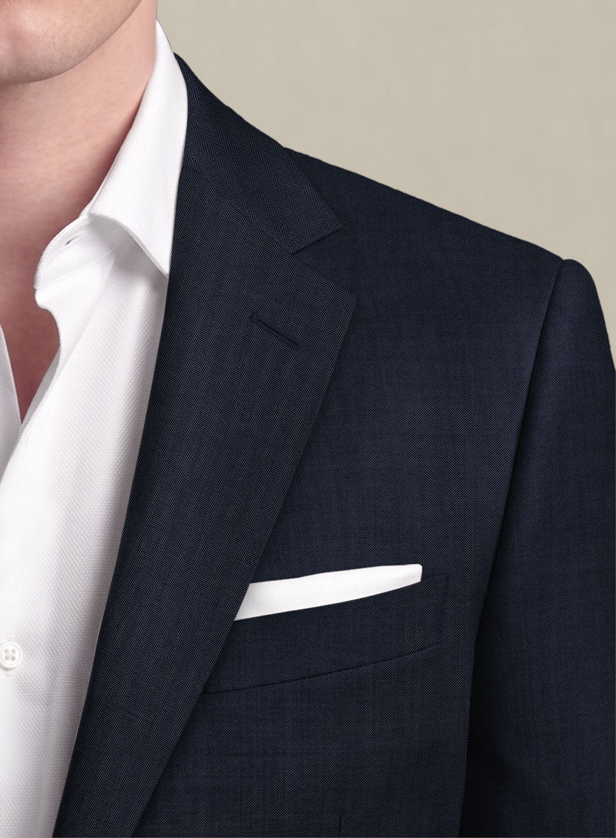 Scabal Somaz Herringbone Blue Wool Jacket - StudioSuits