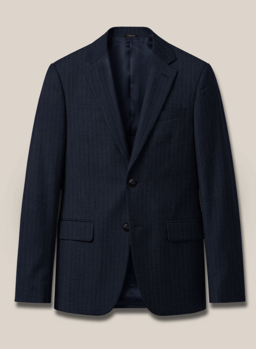 Scabal Somaz Herringbone Blue Wool Jacket - StudioSuits