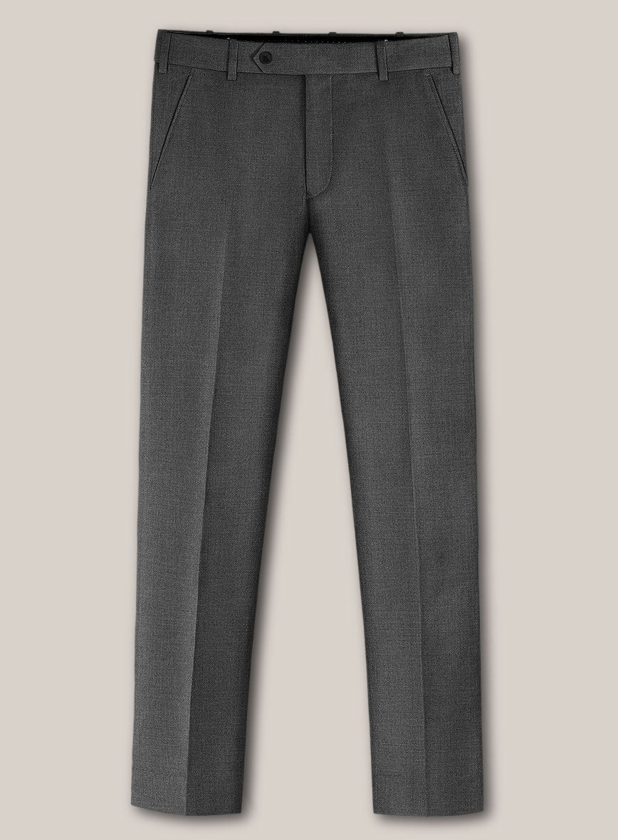 Scabal Tierra Twill Gray Wool Pants - StudioSuits