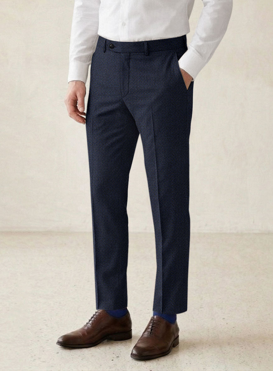 Scabal Tornado Floras Blue Wool Pants - StudioSuits