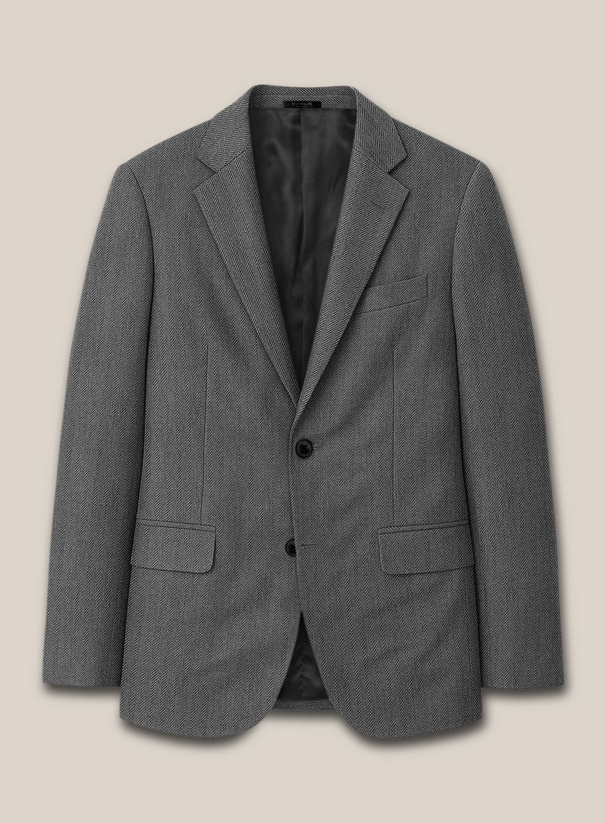 Scabal Tornado Herringbone Gray Wool Suit - StudioSuits