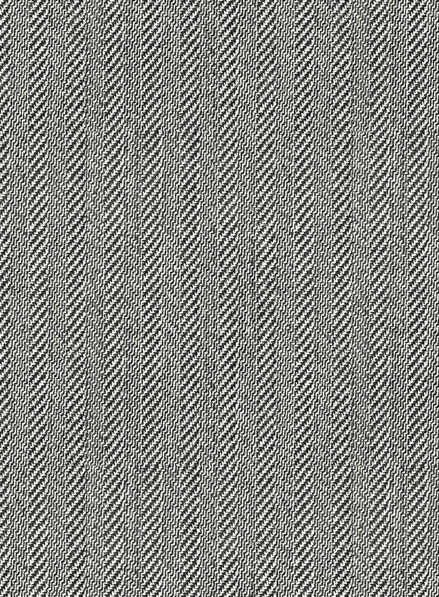 Scabal Tornado Herringbone Light Gray Wool Pants - StudioSuits