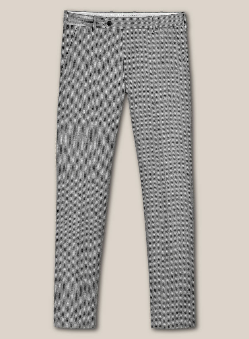 Scabal Tornado Herringbone Light Gray Wool Suit - StudioSuits