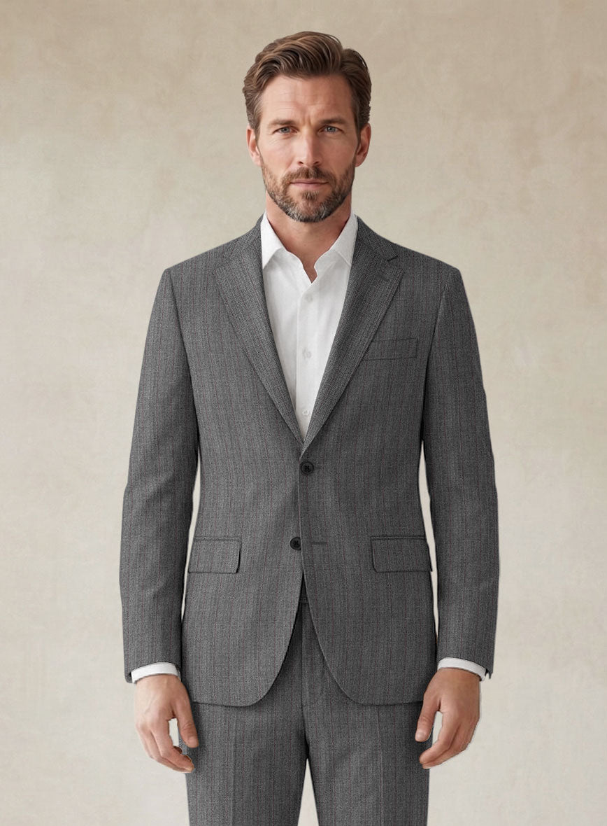 Scabal Tornado Herringbone Mid Gray Wool Jacket - StudioSuits