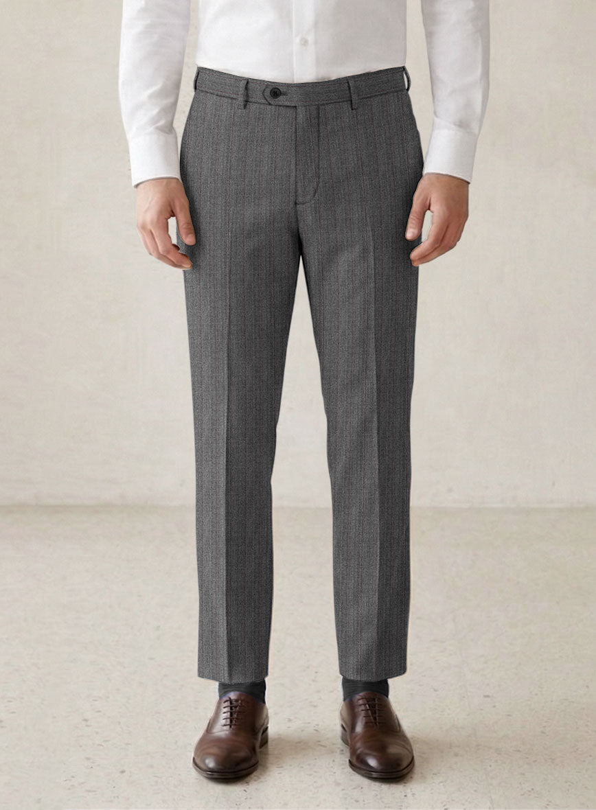 Scabal Tornado Herringbone Mid Gray Wool Suit - StudioSuits
