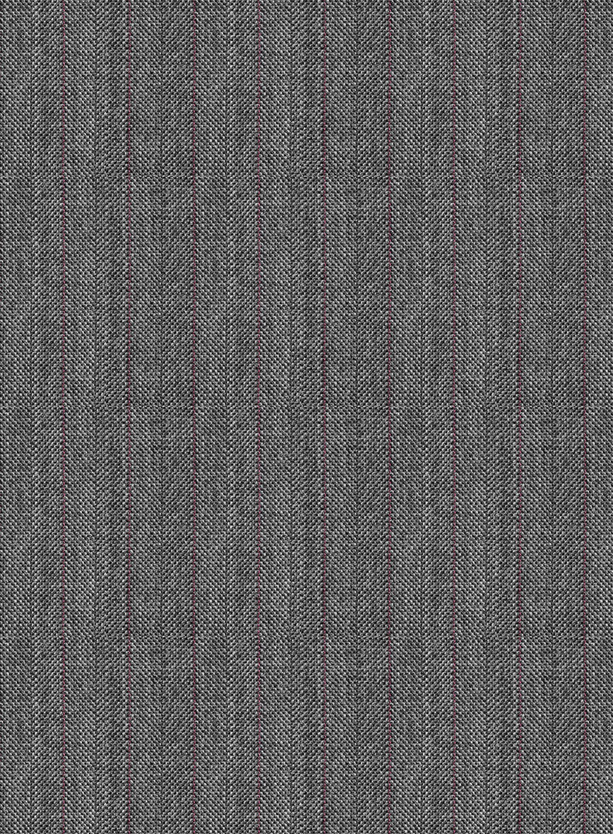 Scabal Tornado Herringbone Mid Gray Wool Pants - StudioSuits