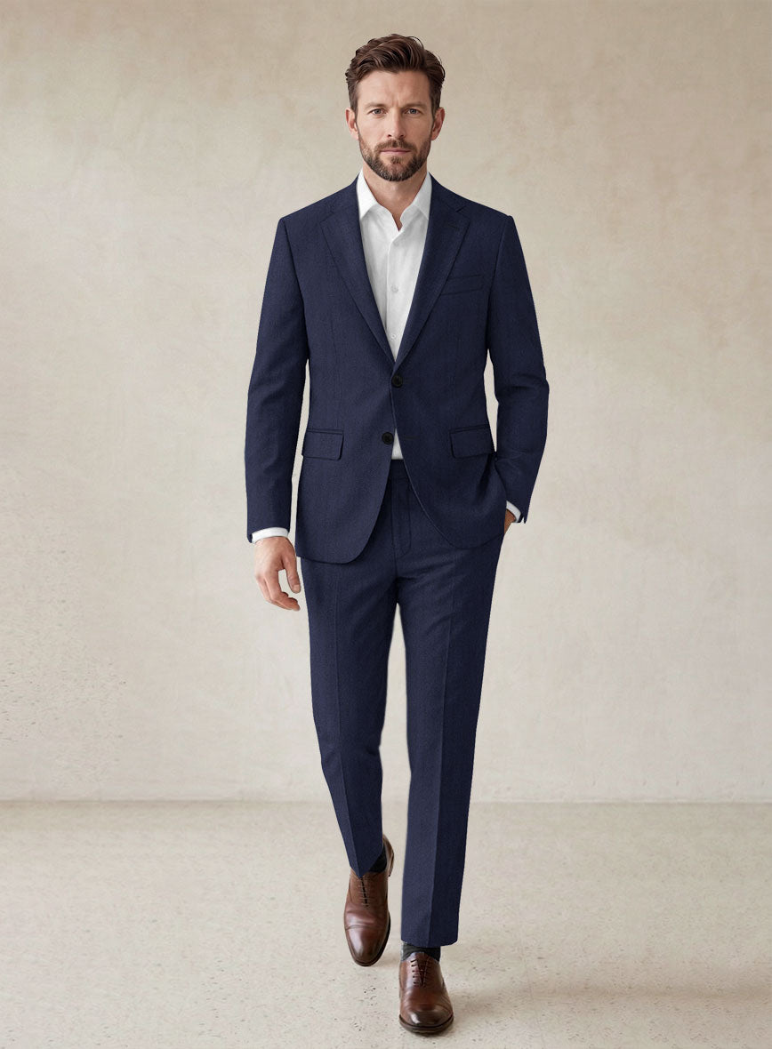 Scabal Tornado Naquez Blue Wool Suit - StudioSuits