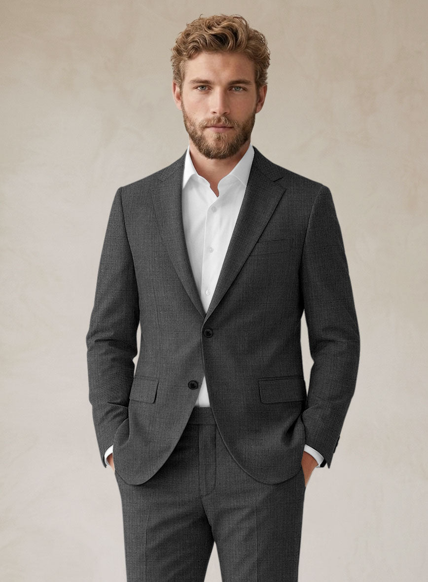 Scabal Tornado Pin Check Black Wool Suit - StudioSuits