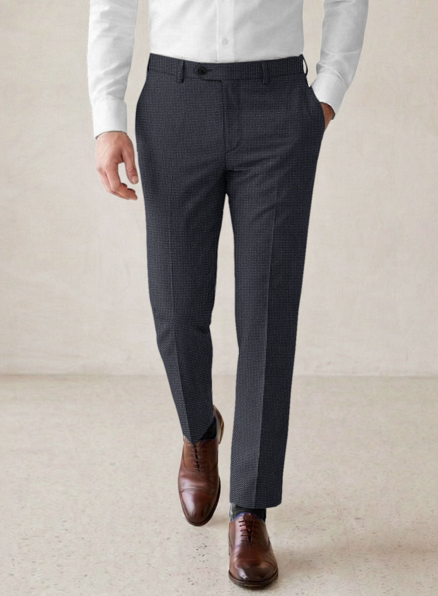 Scabal Tornado Pin Check Blue Wool Pants - StudioSuits