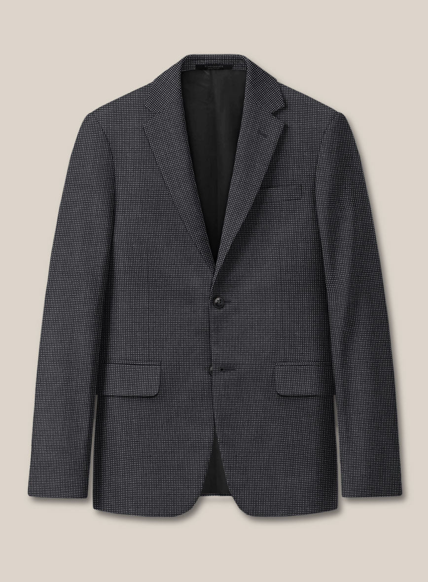 Scabal Tornado Pin Check Dark Blue Wool Jacket - StudioSuits
