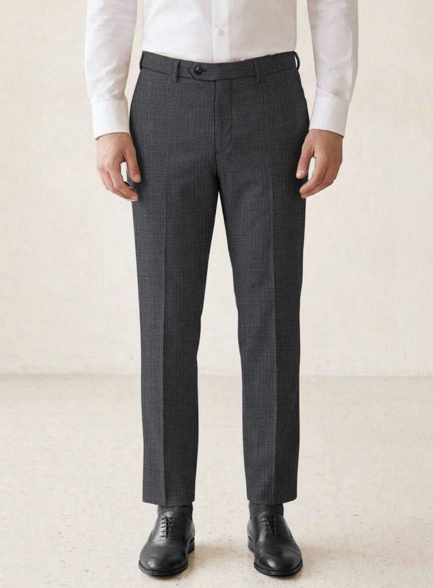 Scabal Tornado Pin Check Dark Blue Wool Pants - StudioSuits