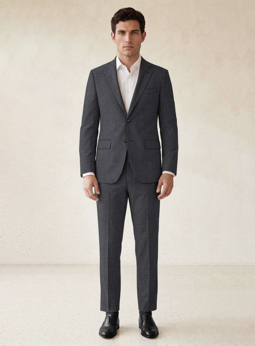 Scabal Tornado Pin Check Dark Blue Wool Suit - StudioSuits
