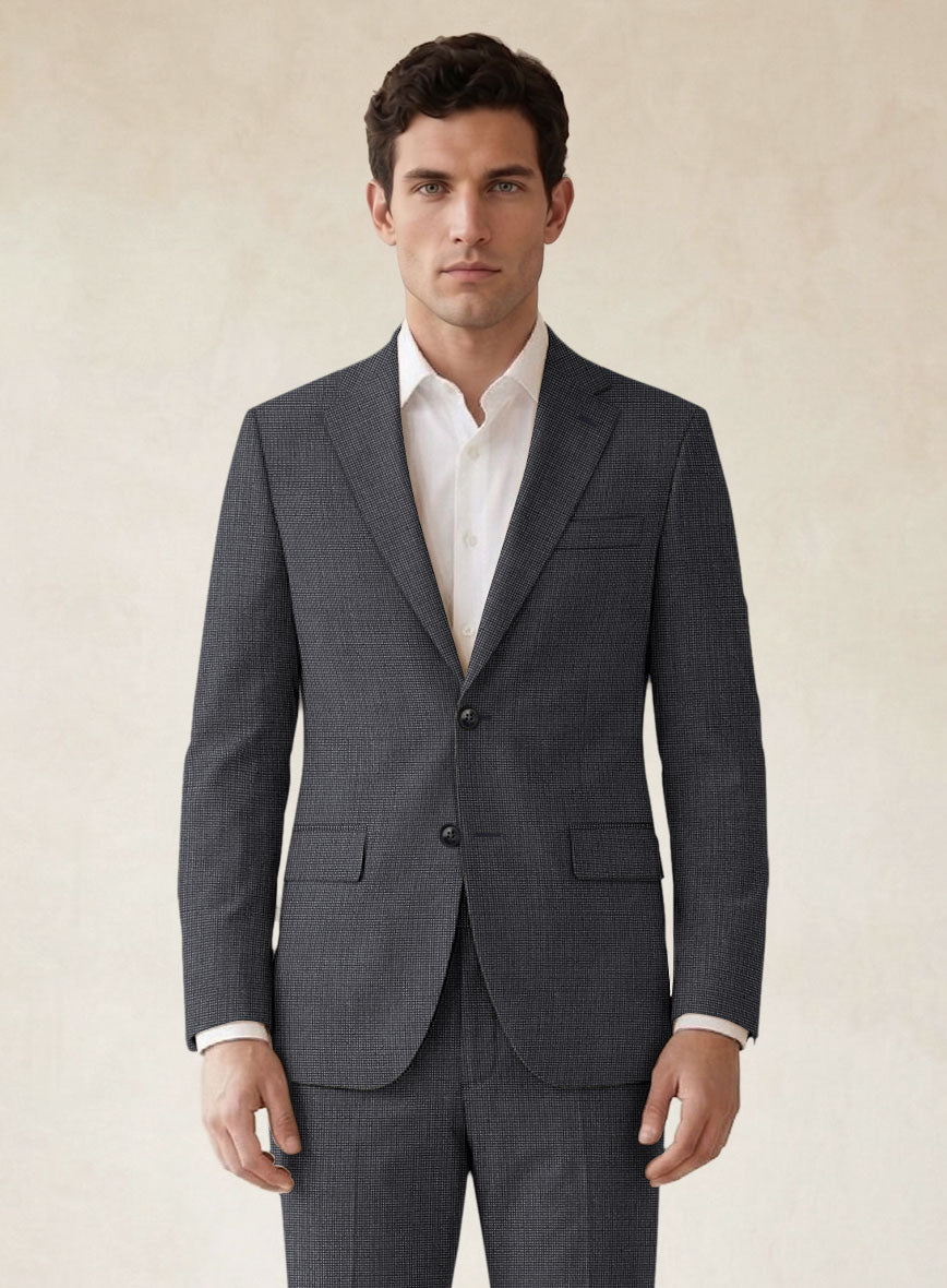 Scabal Tornado Pin Check Dark Blue Wool Suit - StudioSuits
