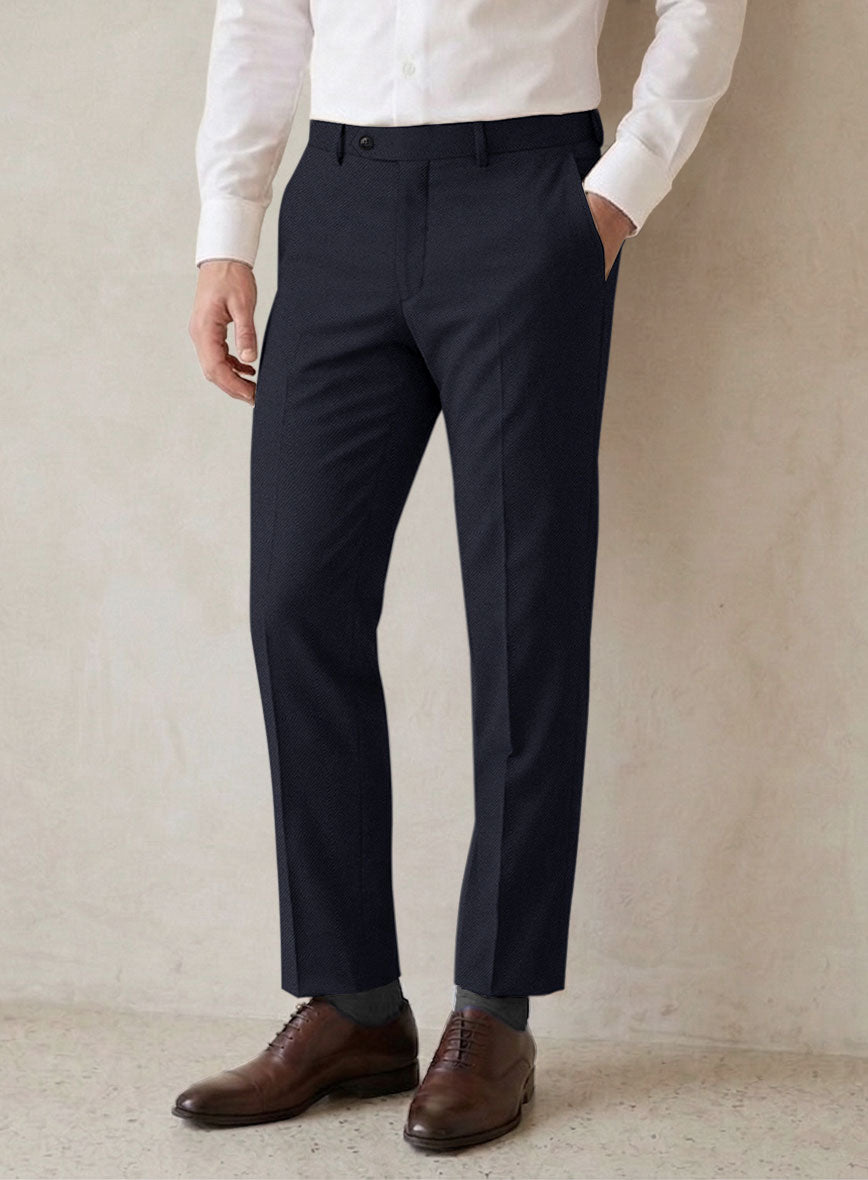 Scabal Tornado Rez Blue Wool Pants - StudioSuits