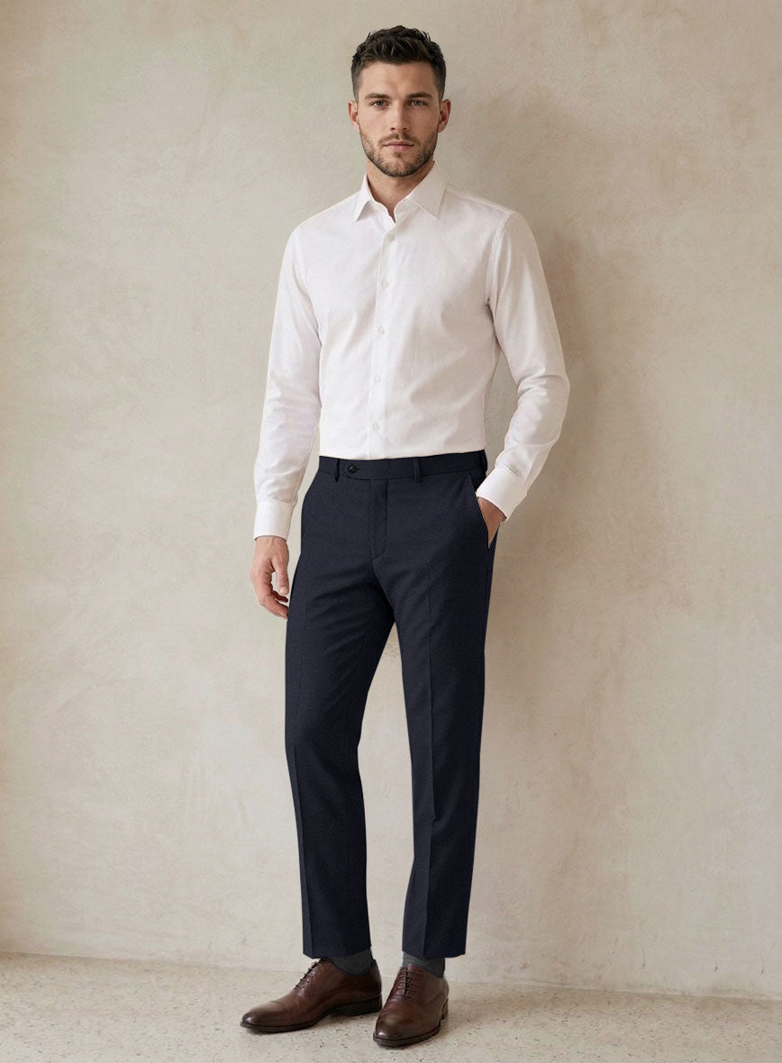 Scabal Tornado Rez Blue Wool Pants - StudioSuits