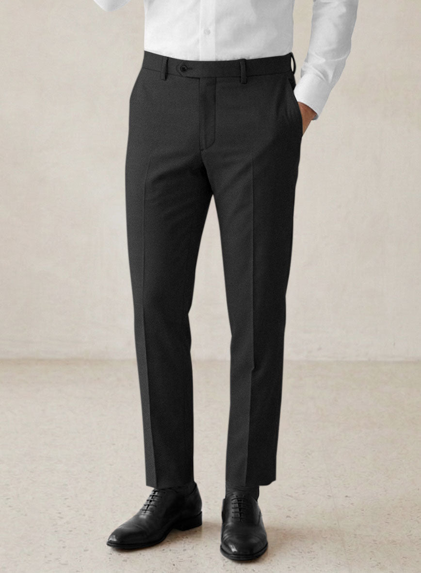 Scabal Tornado Shico Black Wool Pants - StudioSuits