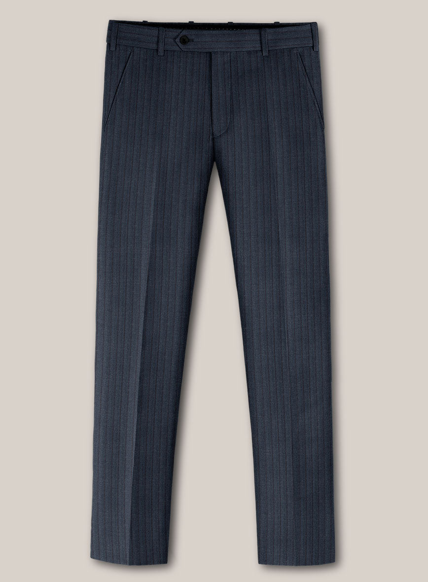 Scabal Tornado Stripes Blue Wool Suit - StudioSuits