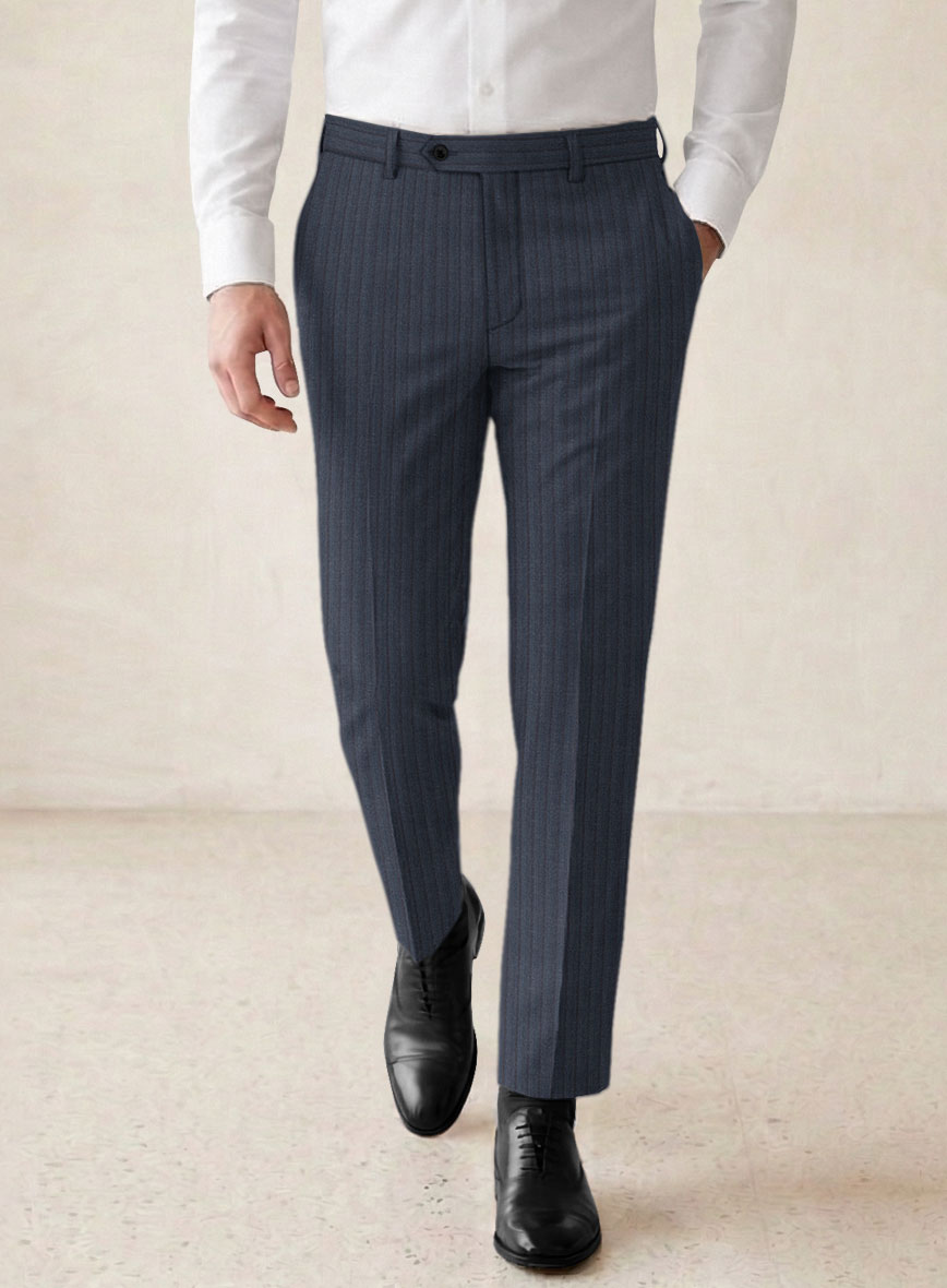 Scabal Tornado Stripes Blue Wool Suit - StudioSuits