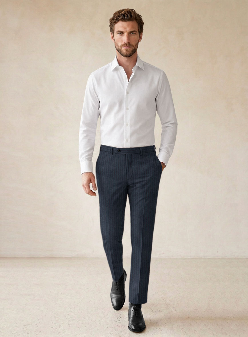 Scabal Tornado Stripes Blue Wool Suit - StudioSuits