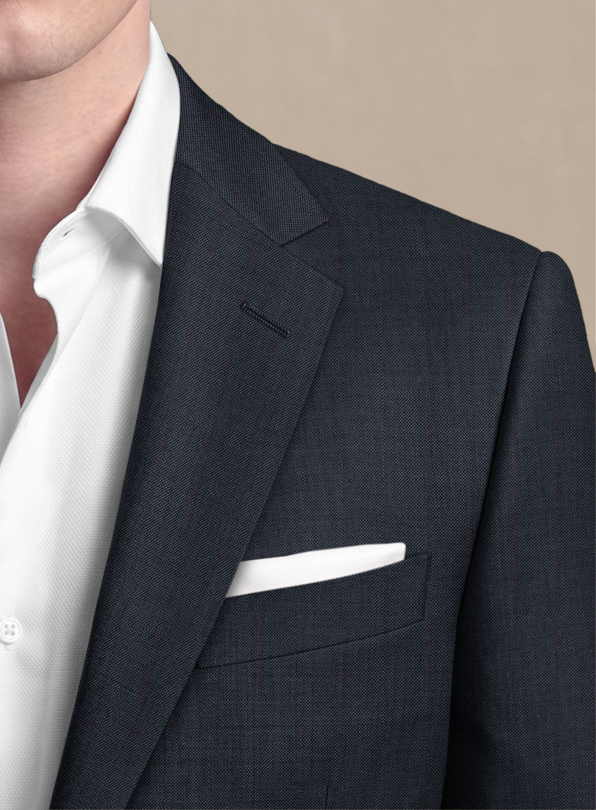 Scabal Tornado Stripes Midnight Blue Wool Jacket - StudioSuits