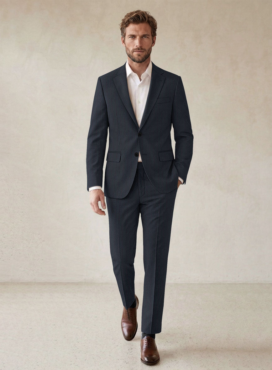 Scabal Tornado Stripes Midnight Blue Wool Suit - StudioSuits