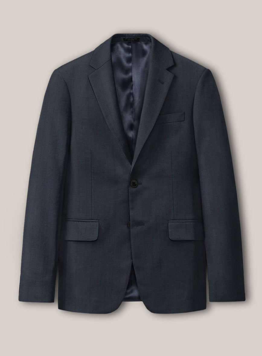 Scabal Tornado Stripes Midnight Blue Wool Suit - StudioSuits
