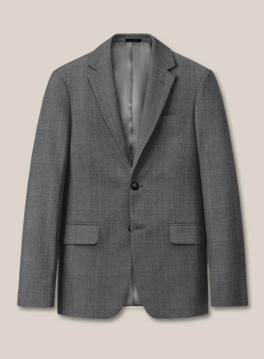 Scabal Tornado Twill Gray Blue Wool Jacket - StudioSuits