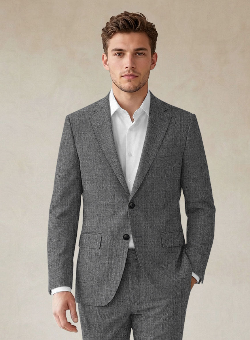 Scabal Tornado Twill Gray Blue Wool Jacket - StudioSuits