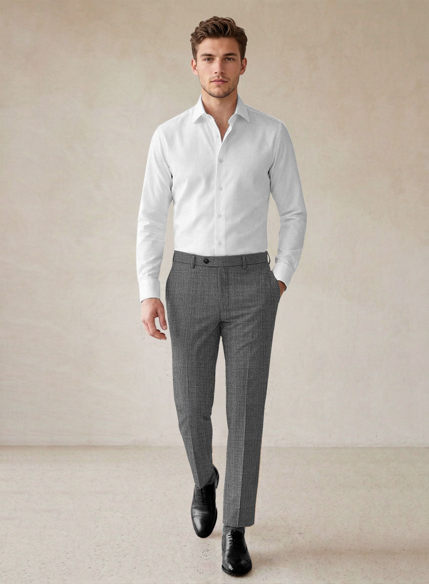 Scabal Tornado Twill Gray Blue Wool Pants - StudioSuits