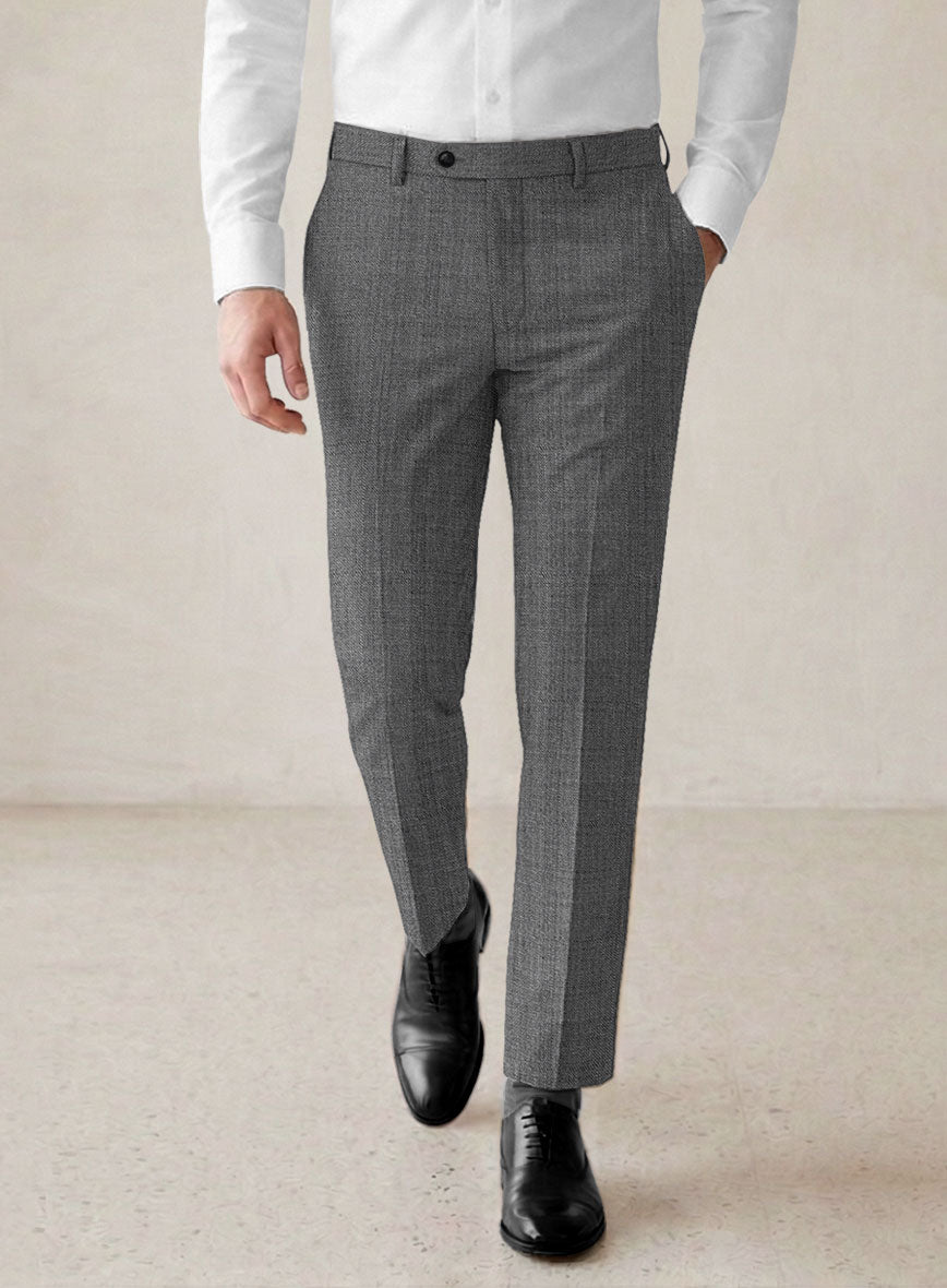 Scabal Tornado Twill Gray Blue Wool Pants - StudioSuits
