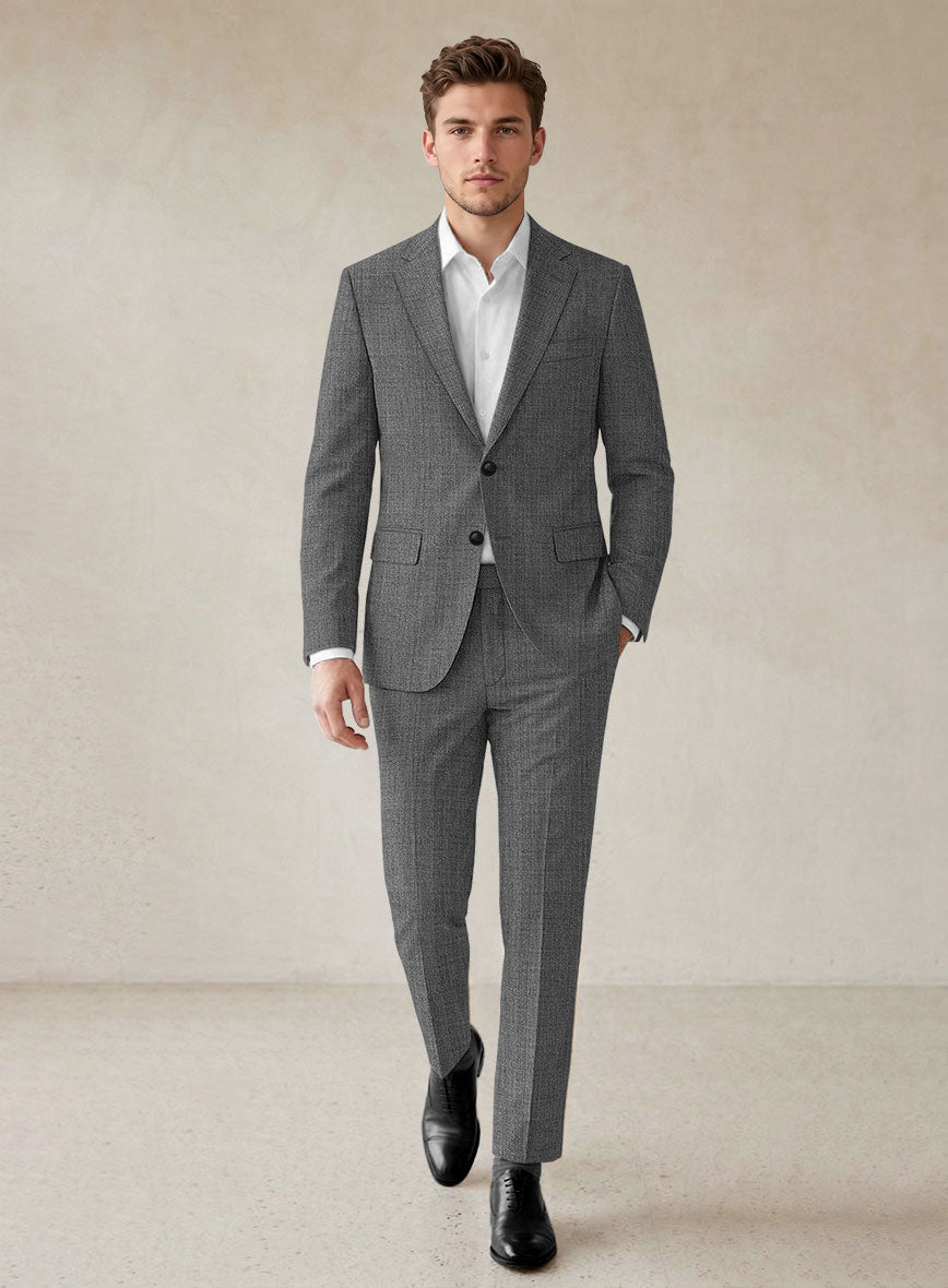 Scabal Tornado Twill Gray Blue Wool Suit - StudioSuits