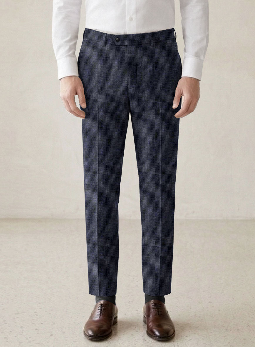 Scabal Tornado Twill Navy Blue Wool Pants - StudioSuits