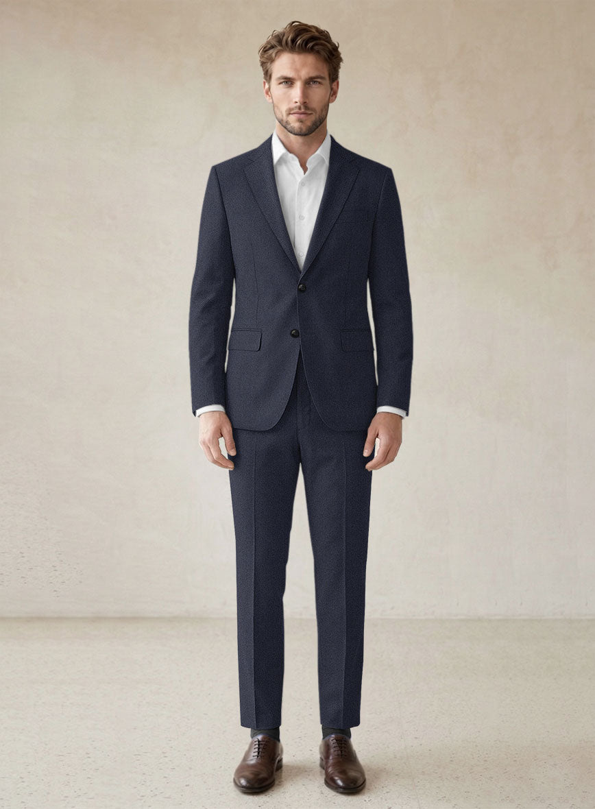 Scabal Tornado Twill Navy Blue Wool Suit - StudioSuits